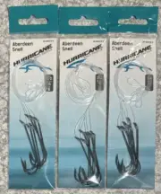 3 Packs Hurricane Snells Aberdeen Hooks Size 3/0 15LB