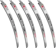 5 Pack 15 Inch 6 Tpi Japanese Teeth Reciprocating Saw Blades for Wood Cutting and Tree Trimming, Cr-V Sawzall Blades with Arc Edge and Fleam-Ground Teeth for Longer Life and Faster Cutting Speed
