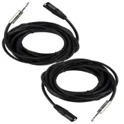 2-Pack XLR 3Pin 25FT Male Cables To 6.35mm 1/4" Stereo Shielded Plug Mic Cables
