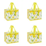 4x Gibson Gifts Lemon Grove Insulated Food Lunch Bag Carry Storage w/ Handle