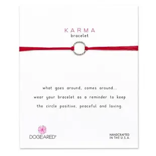 【Dogeared】Karma 閃亮圓滿圈手鍊 銀墜紅線手鍊 幸運繩 附原廠盒(幸運繩祈願手鍊)