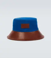 [Bode] Bode Cotton and leather bucket hat One Size blue
