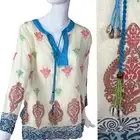 Rara Avis by Iris Apfel Sz 6 ❤️NEW❤️ Gauzy Vacay Beachy Shells Tassels Tunic