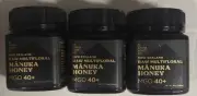 MANUKA HONEY, TE AROMA HONEY CO. MGO 40+ , NEW ZEALAND, LOT (3) JARS 8.8 OZ EACH