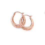 9ct Rose Gold 12mm Diamond-cut Creole Earrings