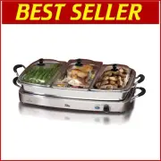 Portable Buffet Warmer with Three 2.5QT Trays & Silicone Handles for Any Event