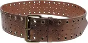 [GLSTOY] Hollow Denim Wide Belt Cowboy Belts for Men Brown Belt Ox Tool Belt Western Belts Cowboy Belt Men Belts for Jeans