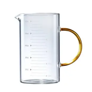 量杯帶刻度家用耐熱高溫玻璃杯有手柄有蓋茶水杯燒杯微波爐牛奶杯
