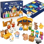 Nativity Advent Calendar 2023 Kids, Christmas Story Nativity Playset Christian Advent Calendar for Toddlers, Kids, Boys, Girls, 25pcs Nativity Scene Set Toys for Children Ages 1 2 3 4 5 6+