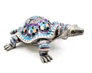 Jeweled Big Turtle Trinket Box. Hand Set Swarovski Crystals & Enamel