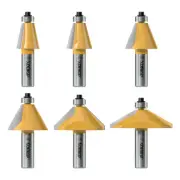 6Pcs Chamfer Router Bits Set 1/2 Inch Shank Carbide Edge Forming Bevel Router Bi