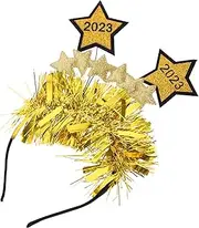 [Beatifufu] 2023 Headband New Year Hair Bands New Year Photo Happy New Year Headdress 2023 Headband Moon Headband Funny Hair Bands Headbands Flash Costume New Year Hair Hoop Star Greeter