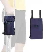 Mybow Crutch Bag Pouch - Lightweight, Navy Blue, Polyester, Nylon, Hook and Loop Straps, 5.5 L x 8.8 H inch, Two Pockets, Cup Holder, Broken Leg Crutches Accessories Storage Bag - Women, Men