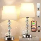 Bedside Crystal Lamp Touch Control Bedroom Table Lamp USB Port 3 Way Dimmable AU