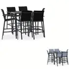 Bar Set Outdoor Seating Table Stools Black/Black and grey 5/7 Piece vidaXL