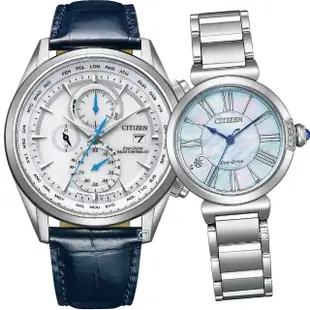 【CITIZEN 星辰】Eco-Drive 相伴一生光動能對錶 禮物 手錶 男錶 女錶(AT8260-18A+EM1060-87N)