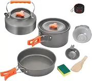 Camping Cookware,Hiking Cooking Set - Survival Gear Space-Saving Utensils for Backpacking Hiking Adventure RV Travel