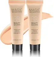 Boobeen Hydrating BB Cream, Full-Coverage Foundation&Concealer, Color Correcting Cream, Tinted Moisturizer BB Cream for All Skin Types - Evens Skin Tone（2 Pcs）