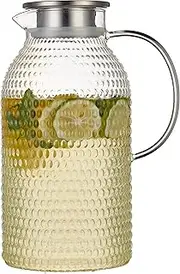 [Karafu] Pitcher, 100 Oz Glass Pitcher with Lid, Easy Clean Heat Resistance Borosilicate Glass Jug for Hot/Cold Water, Milk, Ice Tea and Juice Beverage