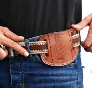 Custom Hand Made LEATHER SHEATH FOR FOLDING POCKET KNIFE - 06