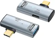 2-in-1 USB C to USB 3.2 10Gbps Adapter with 100W Charging Port, USB Type-C Male to USB-A Female OTG Data Transfer Converter for iPhone 16/15 Series, MacBook, iPad and More Type C Devices-2Pack