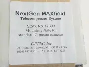NextGen Maxfield Telecompressor System 17399 Mounting Plate C-mount Camera Optec
