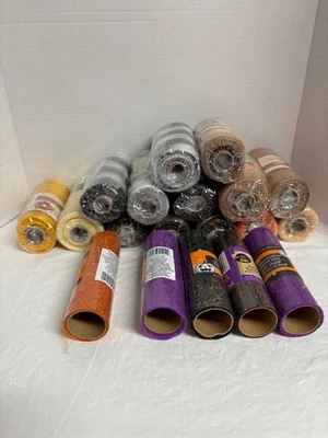 Lot of 19 Halloween/Fall Deco Mesh & Trulle for Crafting Multiple Colors NEW