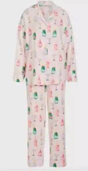 NWT PETER ALEXANDER LADIES CHAMPAGNE FLANNEL PYJAMA SET SIZE 2+ / AU 20 - 22