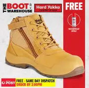 Hard Yakka 'UTILITY' Work Boots. Side Zip. Steel Cap Toe Safety Y60120 NEW