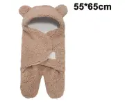 Baby Swaddle Blanket Boys Girls Cute Cotton Plush Receiving Blanket Newborn Sleeping Wraps Plush Sleeping Bag,Brown, Small