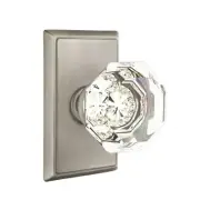 Emtek Old Town Clear Crystal Door Knob Privacy Rectangular Rosette Pewter