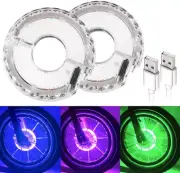 2 Luces Rueda Recargables para Bicicleta Luces Radio LED Impermeables 7Colores