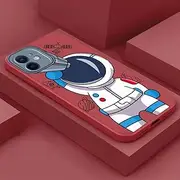 Cartoon Cute Astronaut Cases for iPhone 13 12 Pro Max Mini 11 Pro Max X XR XS MAX SE 2020 8 7 6 6S Plus Silicone Phone Cover,Red P1512,for 12 Pro
