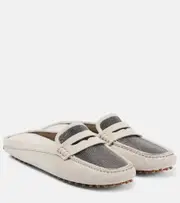 [Brunello Cucinelli] Brunello Cucinelli Monili suede driving mules AU 7 beige
