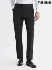 Reiss Black Poker Modern Fit Tuxedo Trousers (T78451) | $325