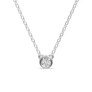 Bezel Pendant Necklace with 0.20ct of Laboratory Grown Diamonds in Sterling Silver and Platinum