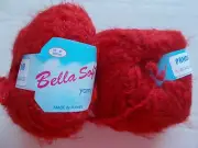 Bella Soft Panda very soft plush type yarn, Red, lot of 2 (110 yds each)
