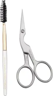 Tweezerman Stainless Brow Shaping Scissors and Brush Colour Name:Classic Stai...
