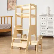 2-in-1 Toddler Standing Tower Kitchen Step Stool for Adjustable Height Learning and Safety