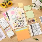 AwObEpl DIY Greeting Card Kits Includes 16 Cards 16 Envelopes with Decoration Accessories Handmade DIY Greeting Card Making Kits for Kids Adults (Pink)
