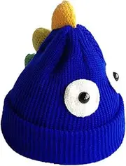 [VALICLUD] Adorable Dinosaur Wool Hat Boys and Girls Knitted Cap Warm Yarn Cap Hats for Boys and Girls Comfortable Blue