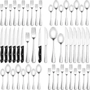 24 Piece Silverware Set with Steak Knives Stainless Steel Flatware Cutlery