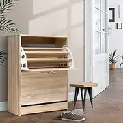 Artiss Shoe Cabinet, 24 Pairs Wooden Shoes Rack Storage Organiser Cabinets Drawers Cupboard Organizer Display Case Home Decor Indoor Outdoor Bedroom Hallway Furniture, Adjustable Shelves Oak