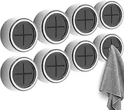 Eiqer 8 Pack Kitchen Towel Holder, Self Adhesive Wall Dish Towel Hook, Round Wall Mount Towel Holder for Bathroom, Kitchen and Home, Wall, Cabinet, Garage, No Drilling Required