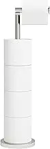 Toilet Paper Holder Stand, Free Standing Toilet Paper Roll Holder with Reserve Tissue for Bathroom, Stainless Steel 2 in 1 Toilet Roll Holder (Silver)