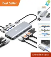USB C Docking Station Dual Monitor HDMI VGA Adapter 11in1 Hub 100W PD 4 USB Port