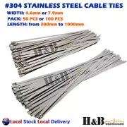 Marine Grade 304 Stainless Steel Cable Ties W: 4.6mm 7.9mm L: 200mm to 1000mm