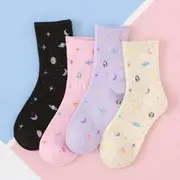Galaxy Print Socks Black - One Size