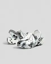[Crocs] Crocs Toddlers' Classic Marble Clogs Shoes in Black/White Size 07 07 Black/White