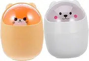 jojofuny 2pcs Cute Cartoon Mini Trash Can with Swing Lid for Small Wastebasket for Office Bedroom Car Versatile Easy to Clean for Daily Use Storage